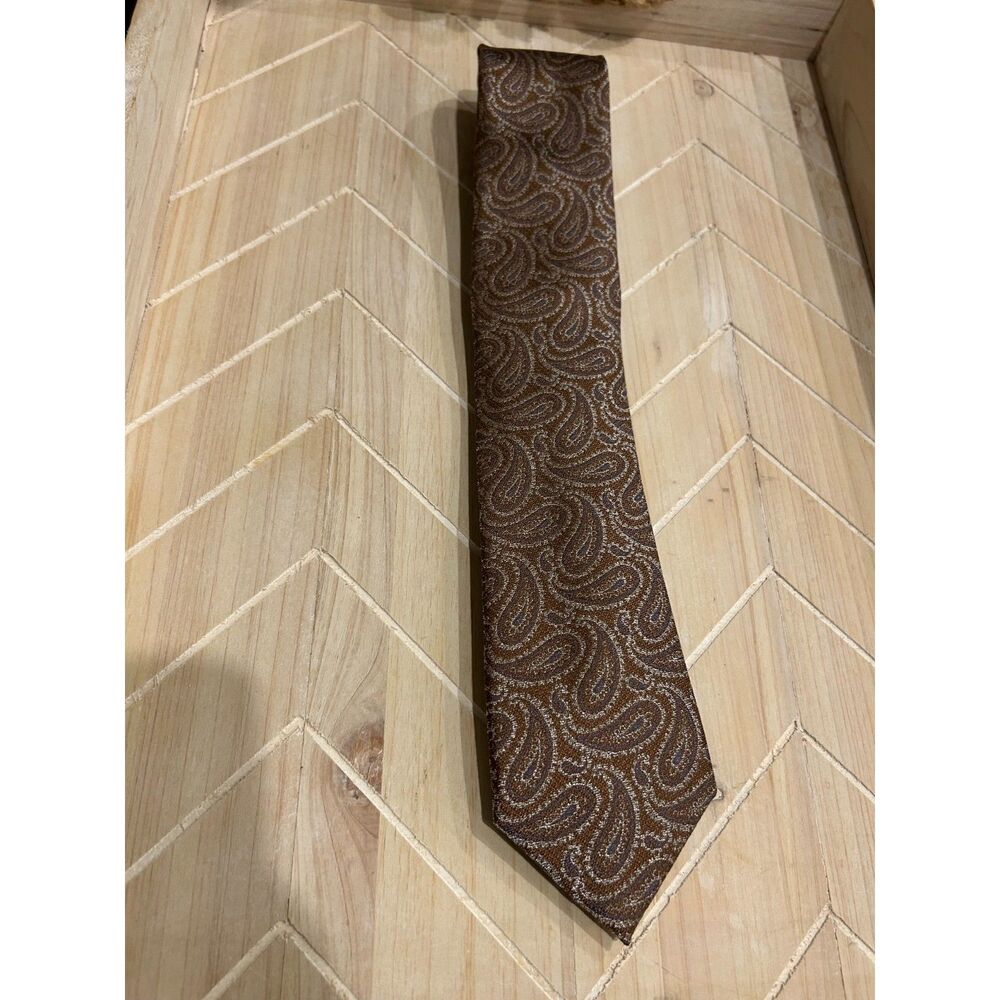 Jos A Bank Reserve Tie Mens 100% Silk Brown Slate Blue Paisley Luxury Woven NWT